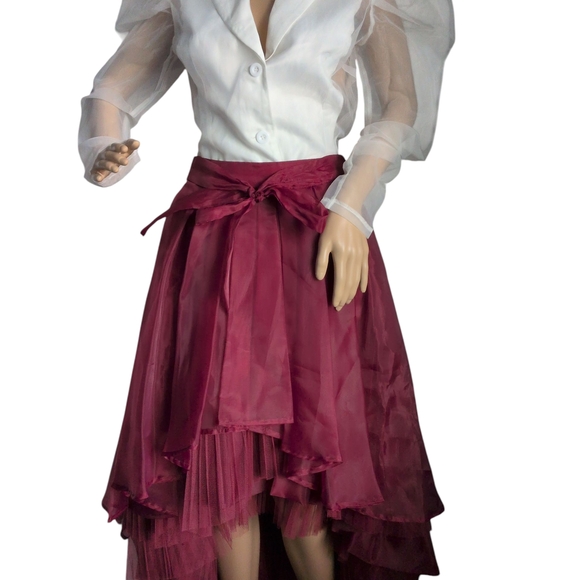 Gracia's Burgundy Layered A-Line Skirt- Tea Party/B-day/Brunch Ready!SM Prestine - Picture 8 of 12